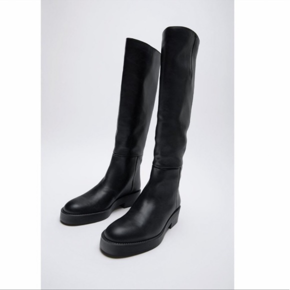 Zara low heeled leather boots - Picture 1 of 5